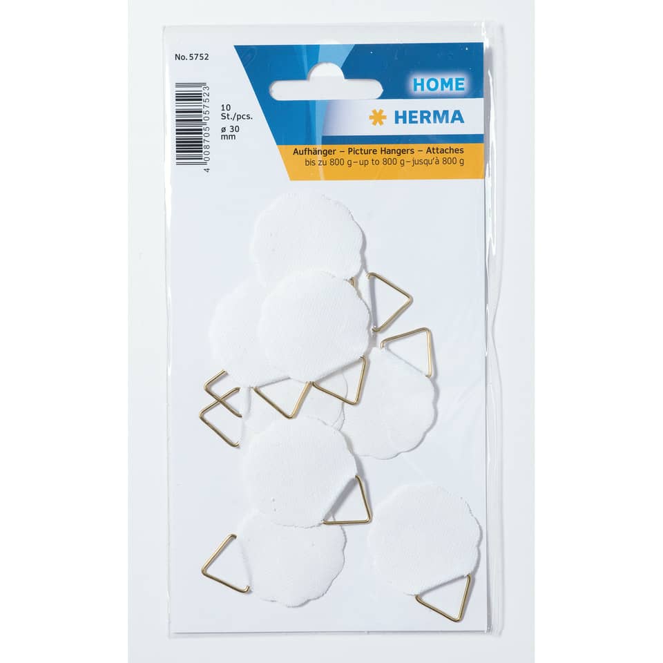Bildaufhänger, Ø30mm, wasserlöslich gummiert, 10 Stück HERMA 5752 HERMA 5752 10 St. wasserlöslich gummiert