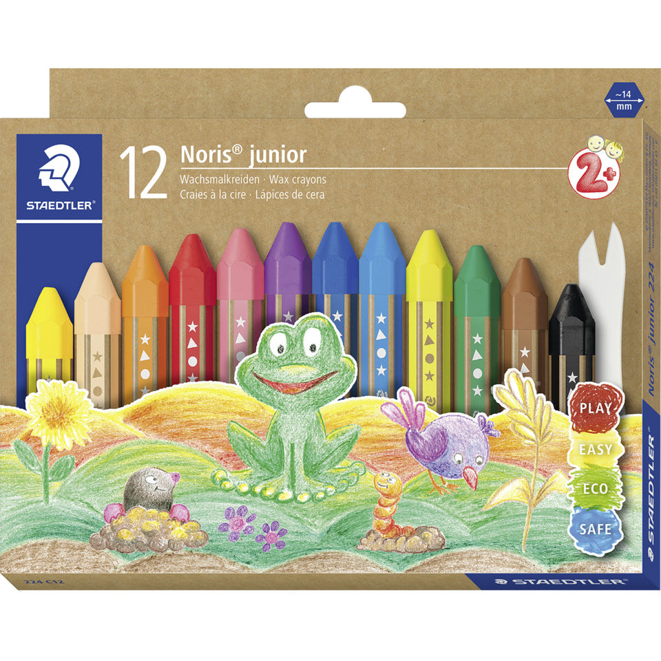 Wachsmalkreide Noris® junior 224, sechskant, Kartonetui mit 12 Farben STAEDTLER 224 C12 NORIS 224 C12 sortiert