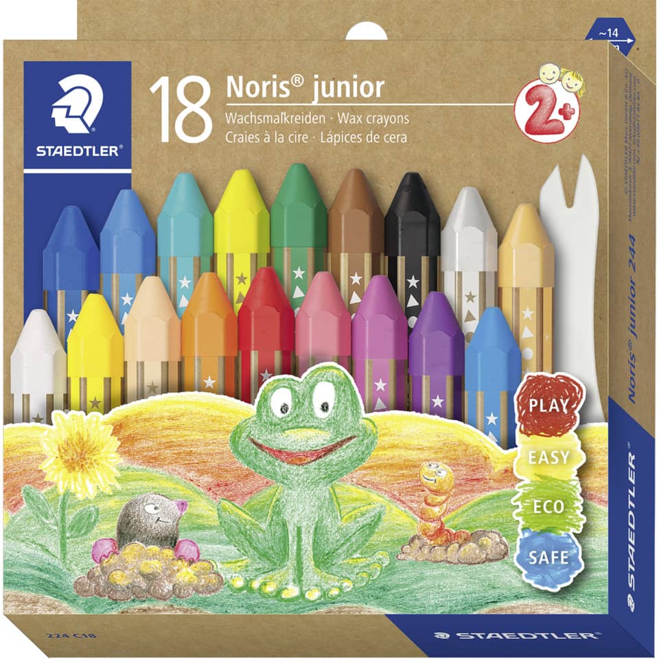 Wachsmalkreide Noris® junior 224, sechskant, Kartonetui mit 18 Farben STAEDTLER 224 C18 STAEDTLER 224 C18 sortiert