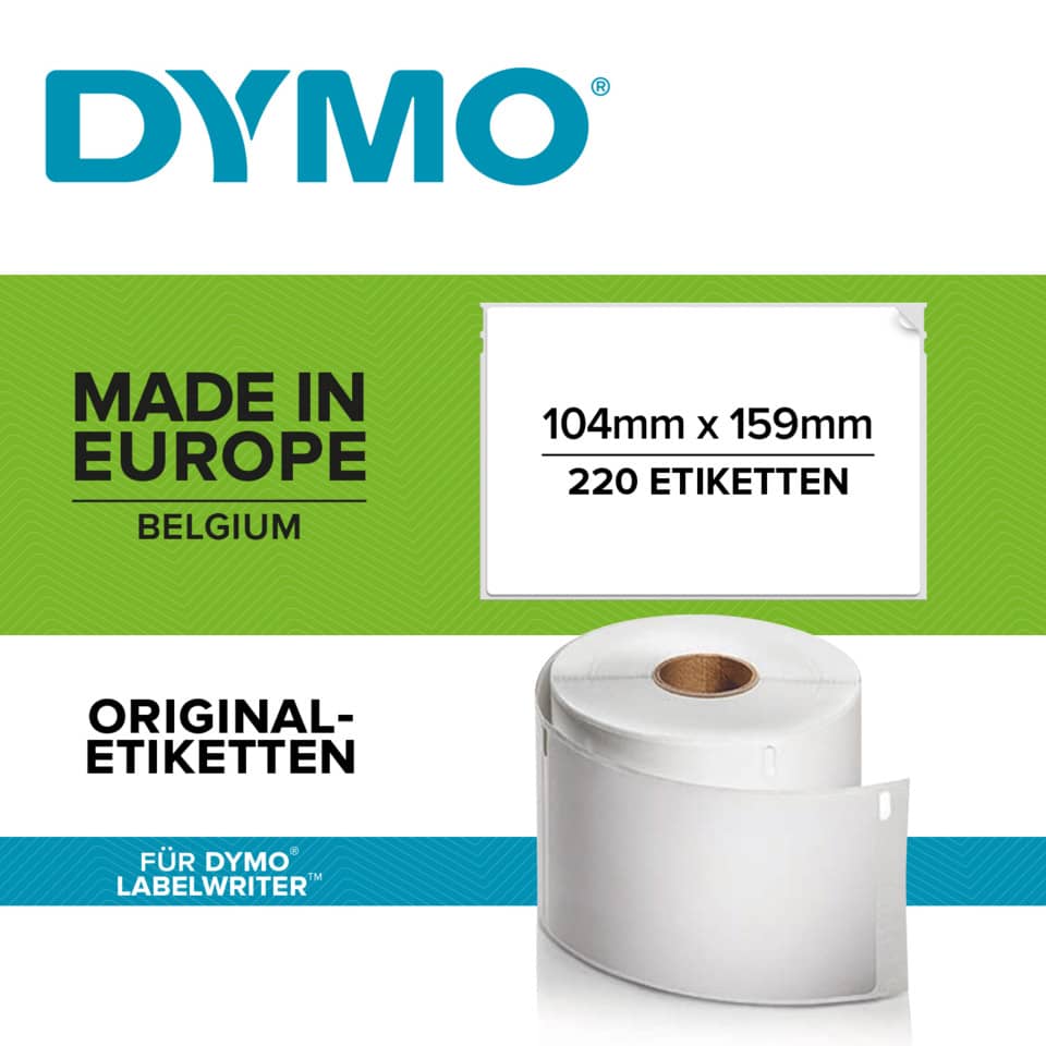 Thermoetiketten, 104x159mm, 220 Stück, weiß DYMO S0904980
