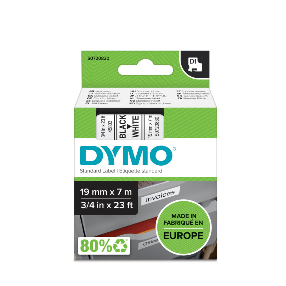 Schriftband, 19mmx7m, schwarz/weiß DYMO S0720830 DYMO S0720830 45803