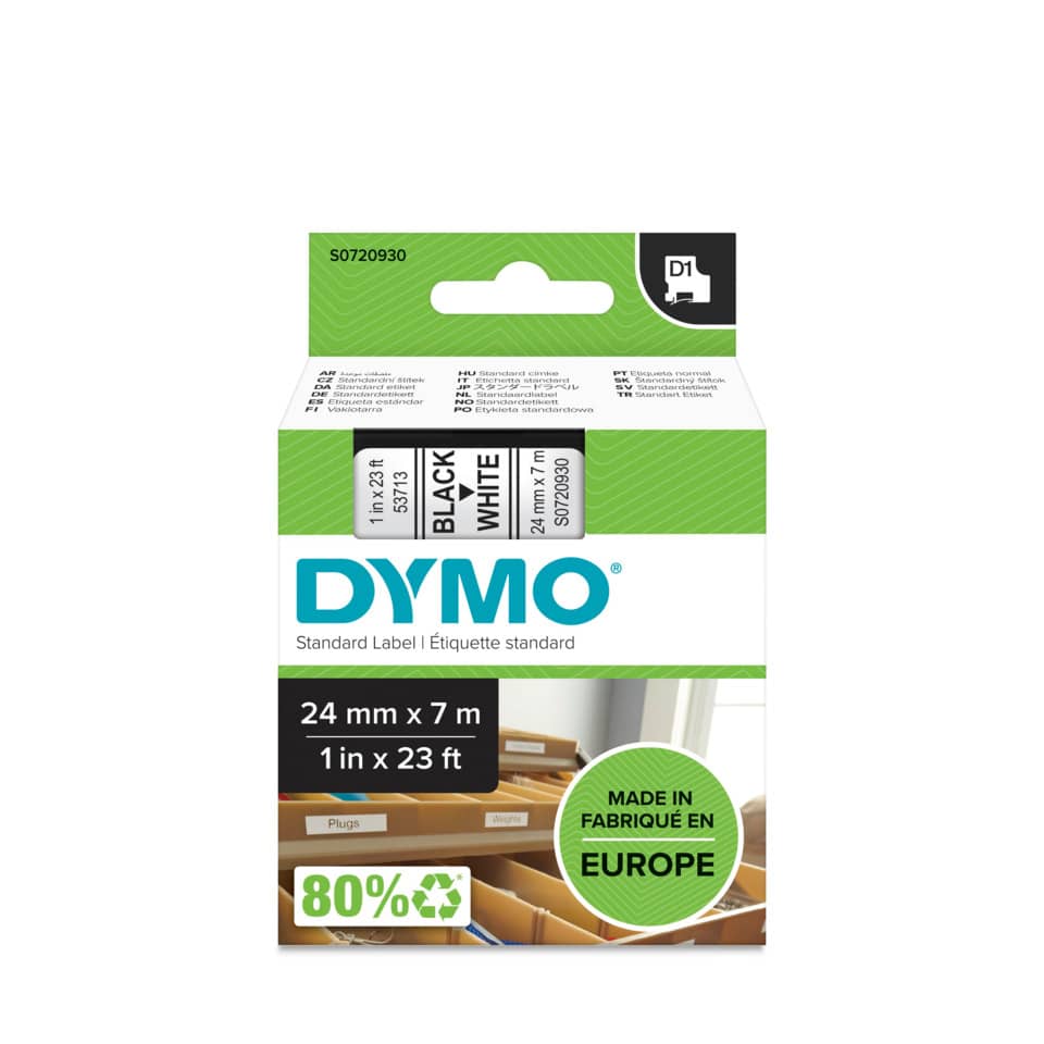 Schriftband, 24mmx7m, schwarz/weiß DYMO S0720930 DYMO 53713  S0720930