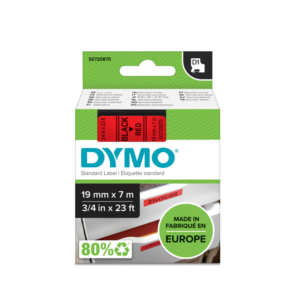 Schriftband, 19mmx7m, schwarz/rot DYMO S0720870 DYMO S0720870 45807