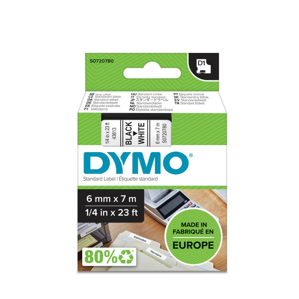 Schriftband, 6mmx7m, schwarz/weiß DYMO S0720780 DYMO S0720780 436138