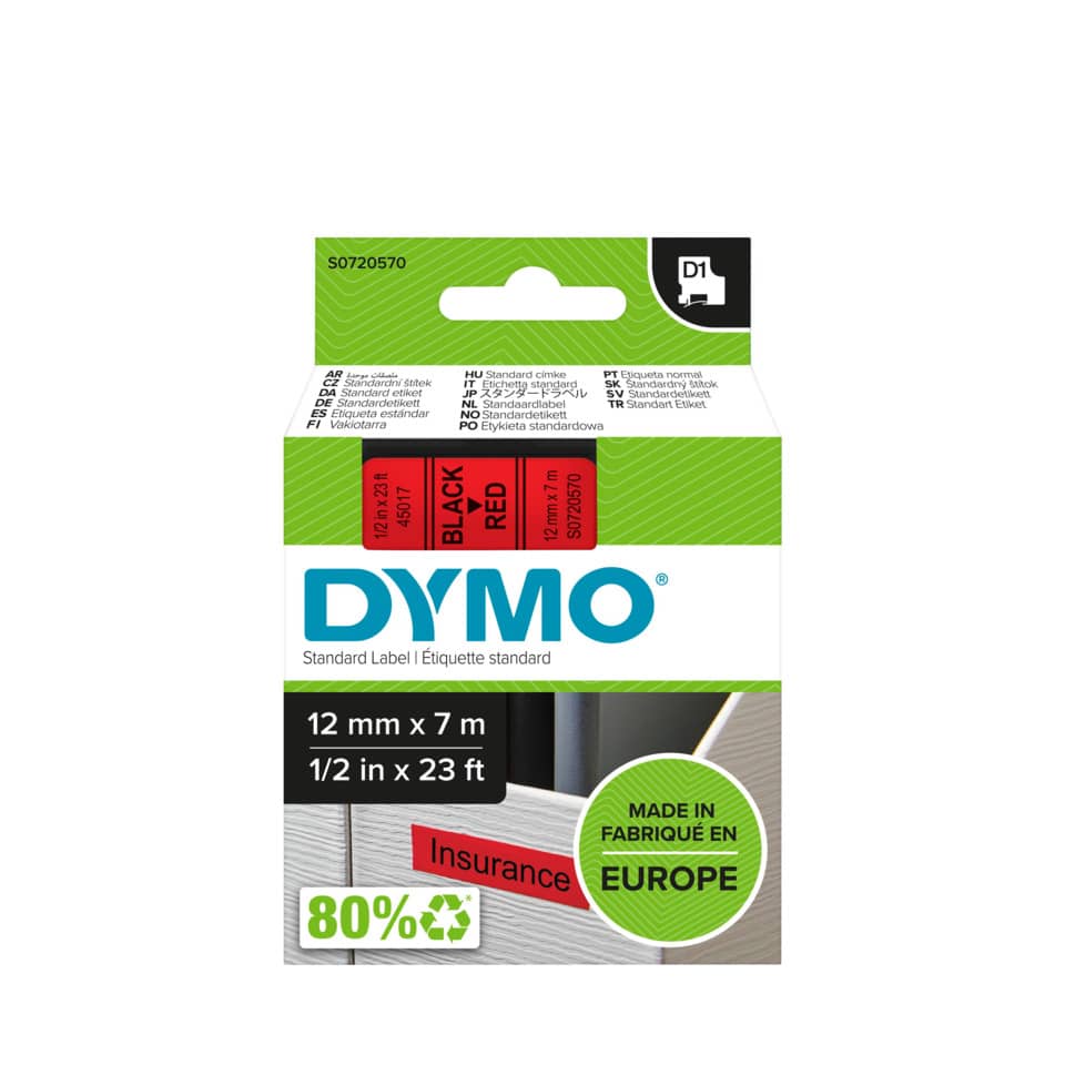 Schriftband 45017, 12mmx7m, schwarz/rot DYMO S0720570 DYMO S0720570  45017