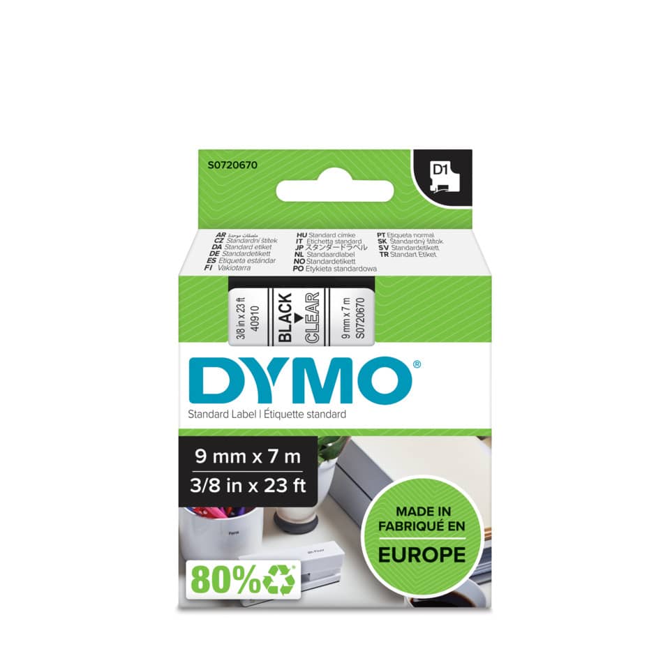 Schriftband, 9mmx7m, schwarz/transparent DYMO S0720670 DYMO S0720670 40910
