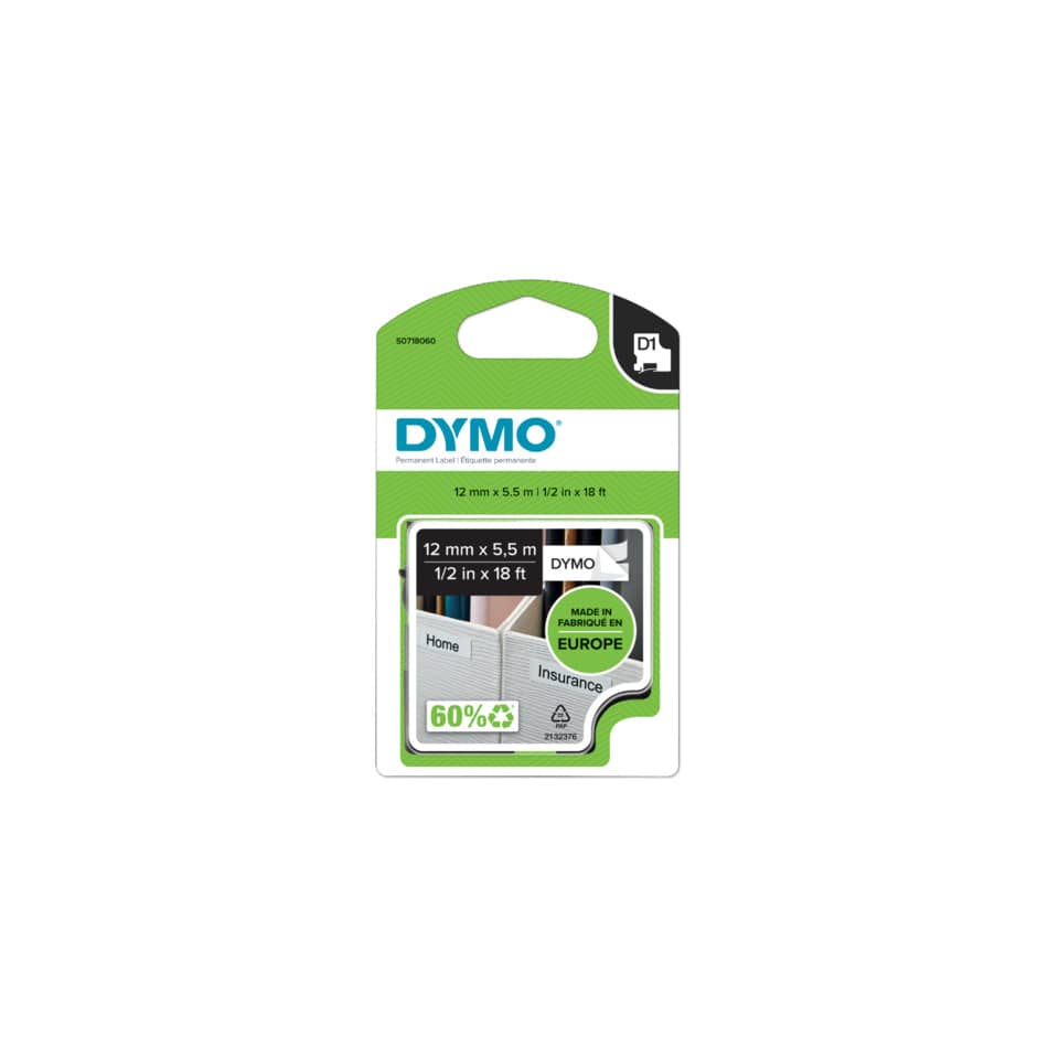 Schriftband, 12mmx5,5m, schwarz/weiß DYMO S0718060 DYMO S0718060 16959 Poly.perm.