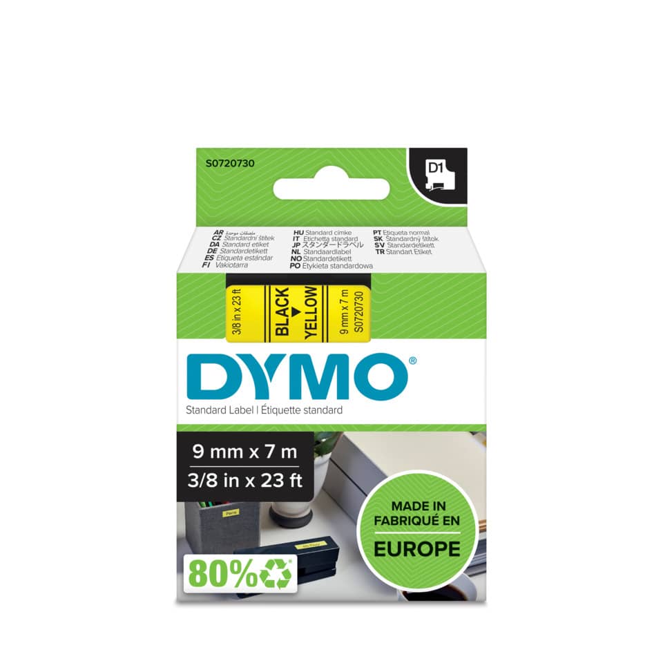 Schriftband, 9mmx7m, schwarz/gelb DYMO S0720730 DYMO S0720730 40918