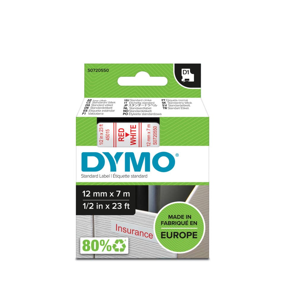 Schriftband 45015, 12mmx7m, rot/weiß DYMO S0720550 DYMO S0720550 45015