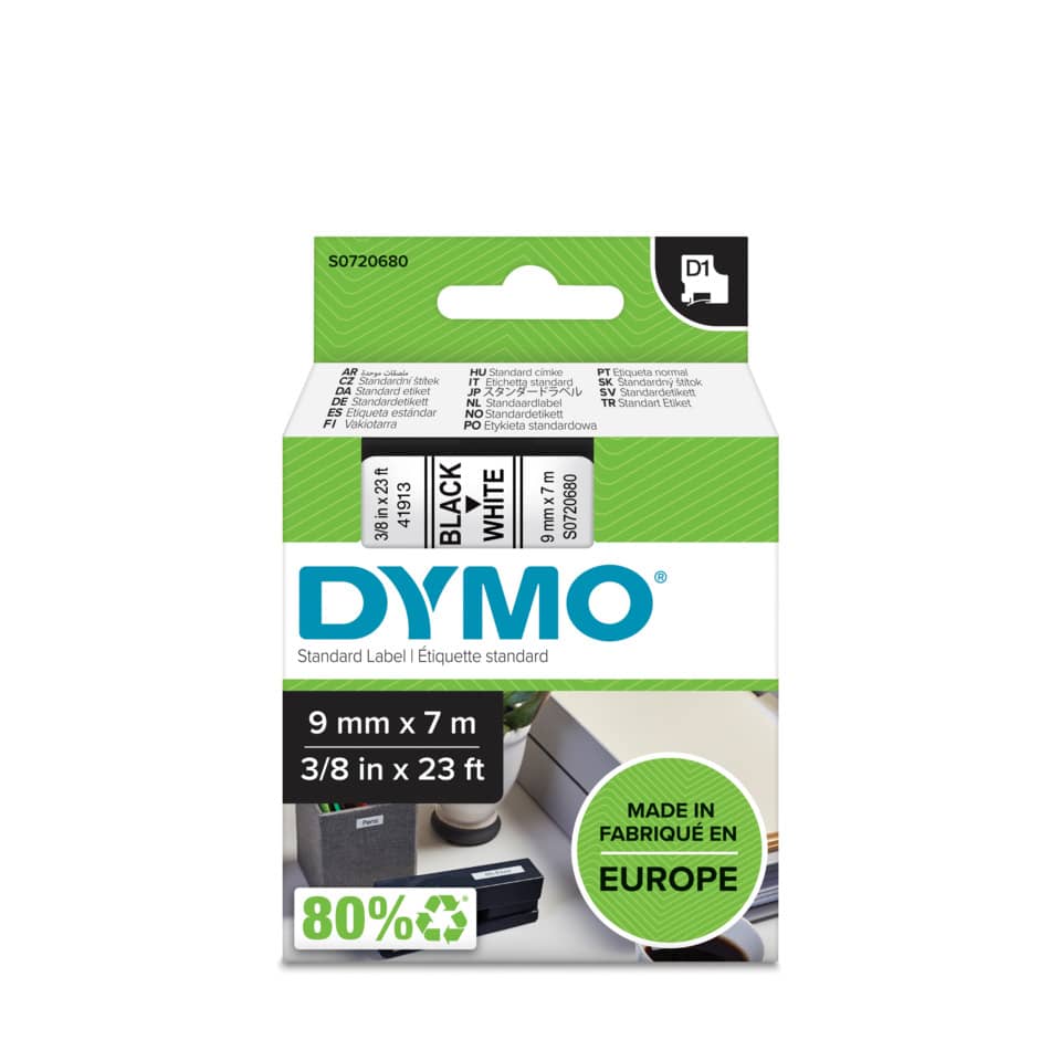 Schriftband, 9mmx7m, schwarz/weiß DYMO S0720680 DYMO S0720680 41913
