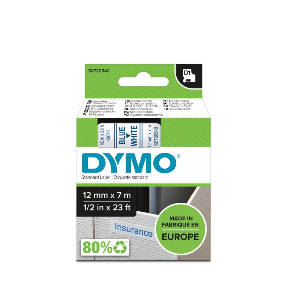 Schriftband 45014, 12mmx7m, blau/weiß DYMO S0720540 DYMO S0720540 45014