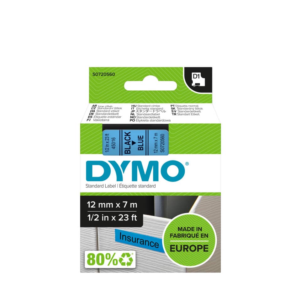 Schriftband 45016, 12mmx7m, schwarz/blau DYMO S0720560 DYMO S0720560 45016
