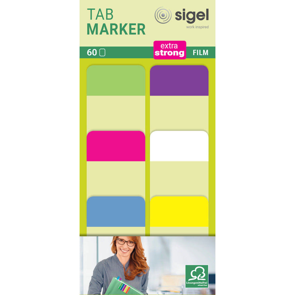 Index Tabmarker extra strong, 25x38mm, 60 Stück, sortiert SIGEL HN203 SIGEL HN203 60BL