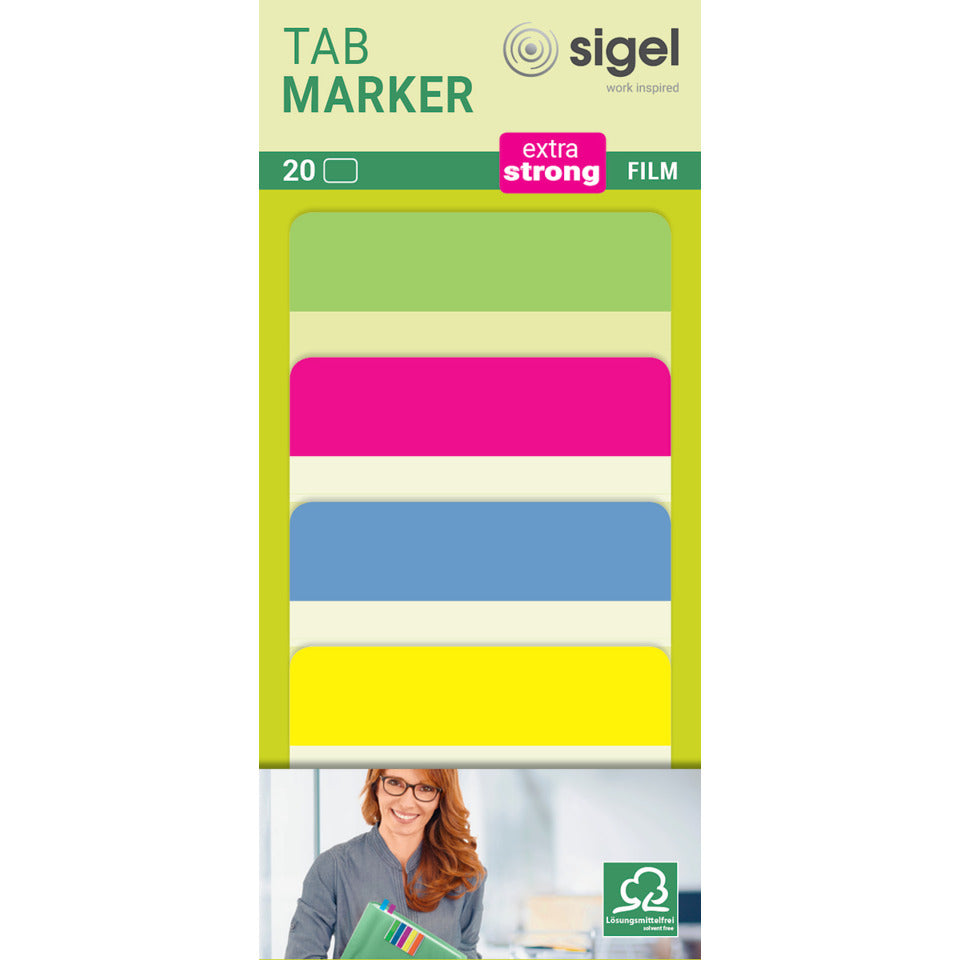 Index Tabmarker extra strong, 50x38mm, 20 Stück, sortiert SIGEL HN204 SIGEL HN204 20BL