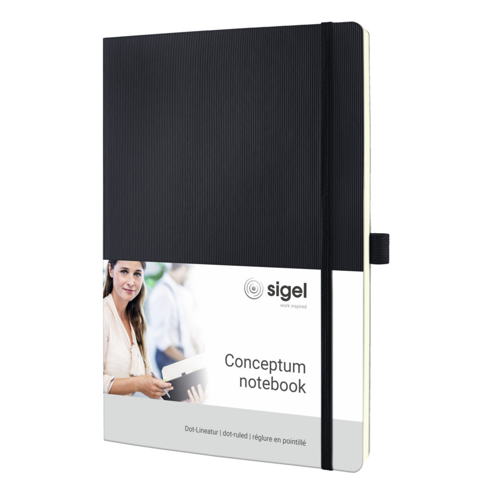 Notizbuch Conceptum Softcover, A4, 80g/m², 97 Blatt, kariert, schwarz SIGEL CO308 SIGEL CO308 Conceptum Softcover