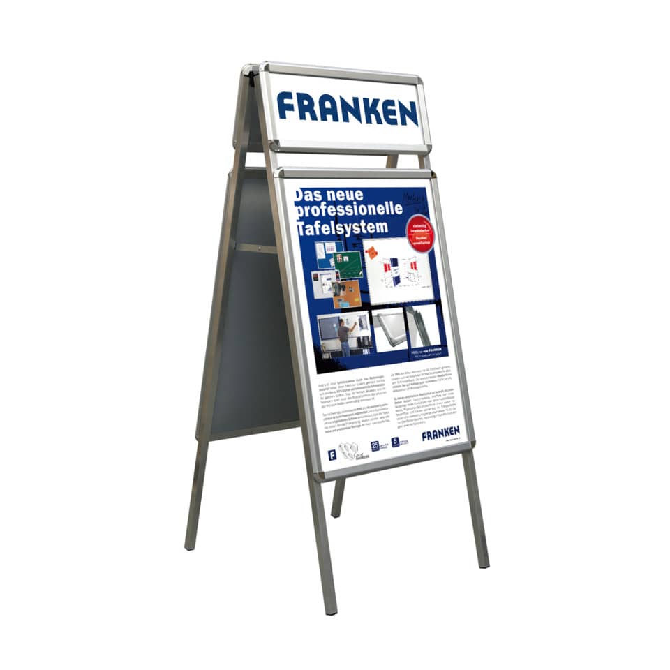 Kundenstopper Standard Plus, zusätzlicher Wechselrahmen, klappbar, DINA1, silber FRANKEN BS1305