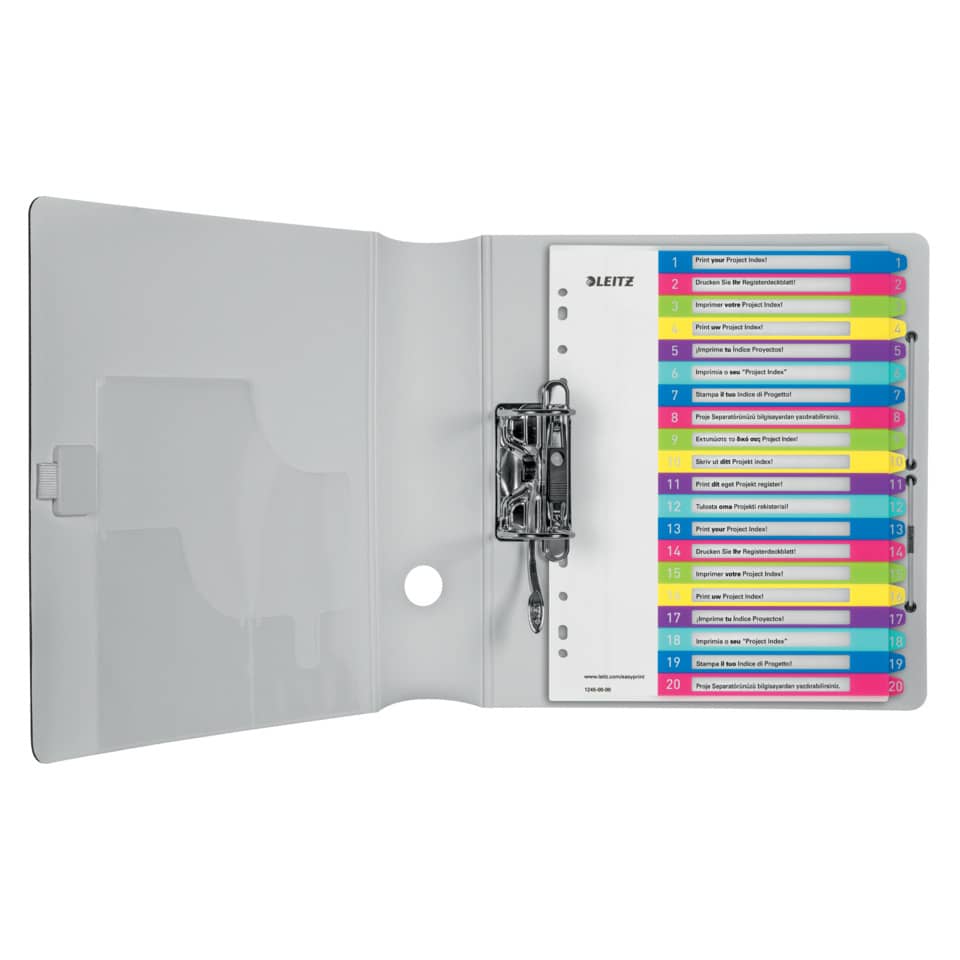 Plastikregister WOW 1-20, bedruckbar, A4, PP, 20 Blatt, farbig LEITZ 1245-00-00 LEITZ 1245-00-00 bedruckbar