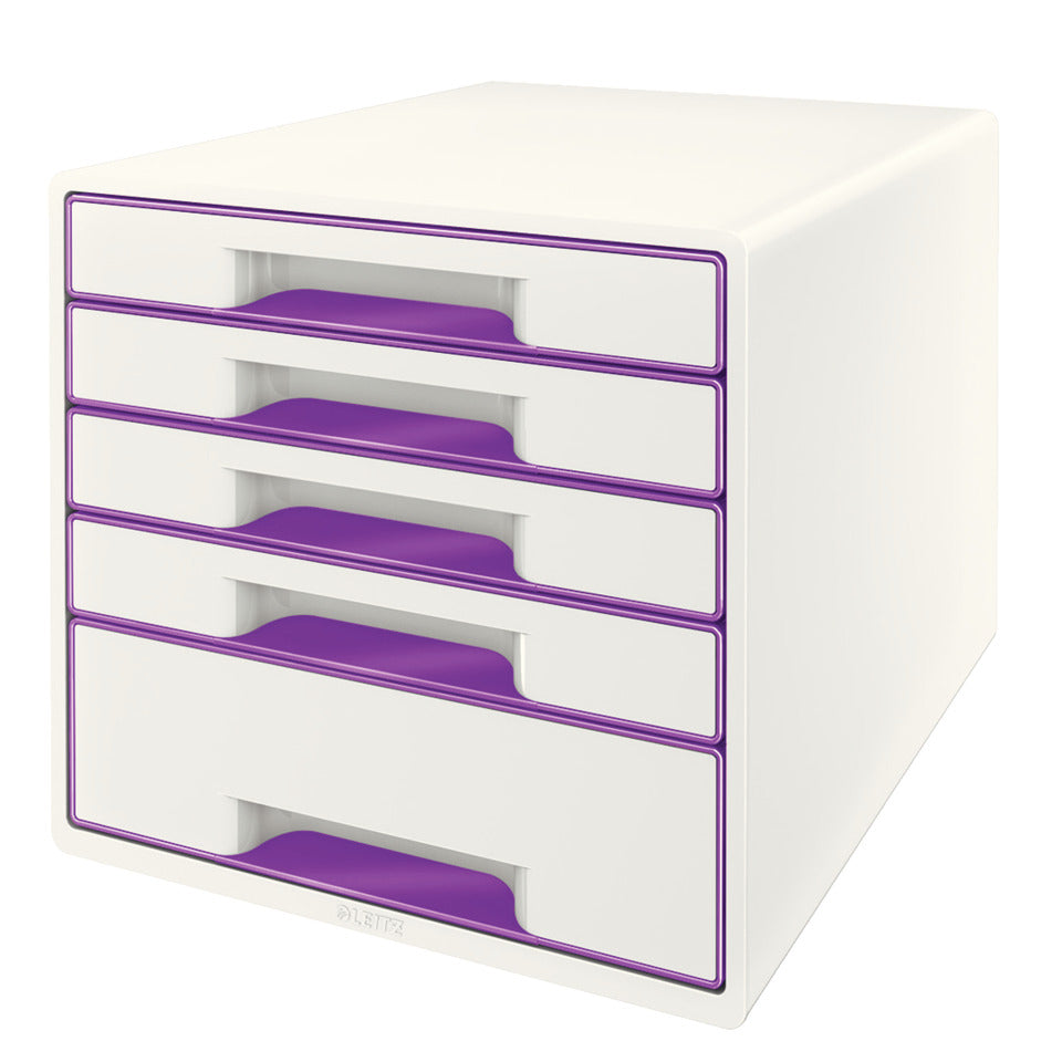 Schubladenbox WOW CUBE, 5 Schubladen, Polystyrol, weiß/violett LEITZ 5214-20-62 LEITZ 5214-20-62   5 Schubladen