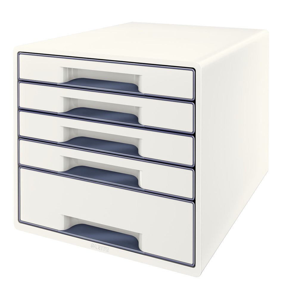 Schubladenbox WOW CUBE, 5 Schubladen, Polystyrol, weiß/grau LEITZ 5214-20-01 LEITZ 5214-20-01   5 Schubladen