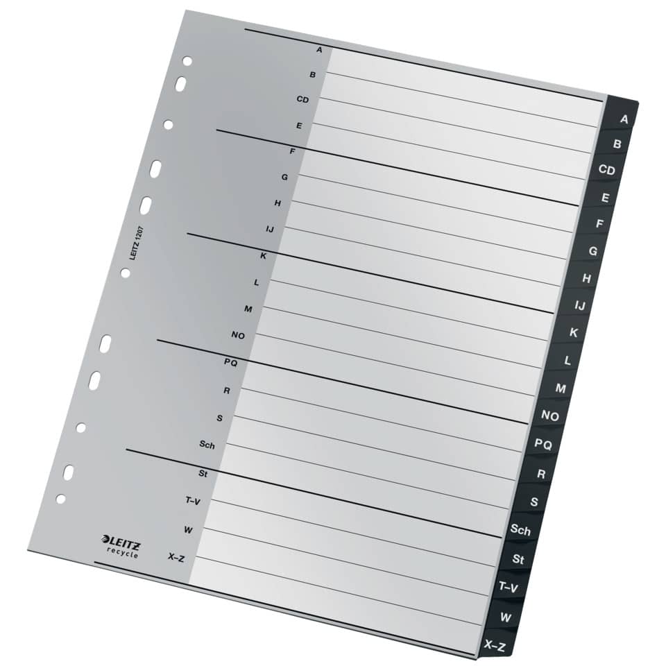 Plastikregister Recycle A-Z, A4 Maxi, PP, 20 Blatt, schwarz LEITZ 1207-00-00