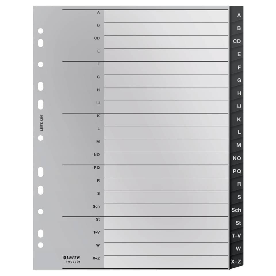 Plastikregister Recycle A-Z, A4 Maxi, PP, 20 Blatt, schwarz LEITZ 1207-00-00