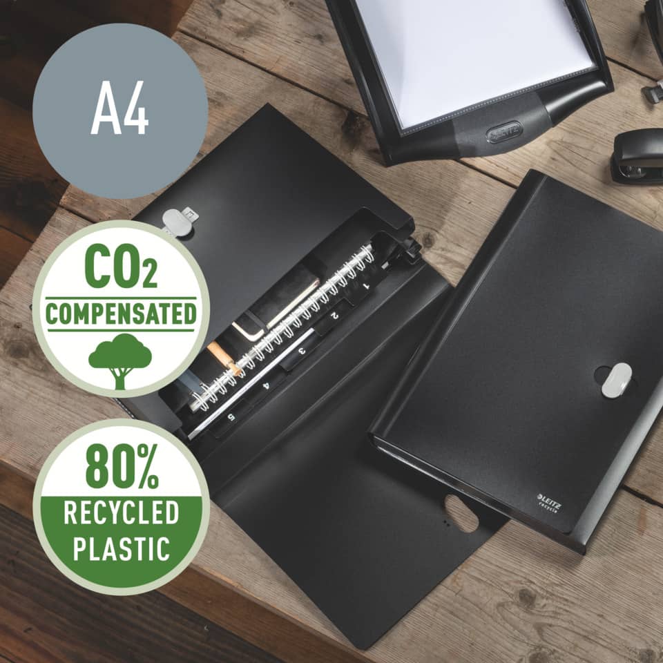 Projektmappe Recycle, A4, 5 Fächer, schwarz LEITZ 4624-00-95