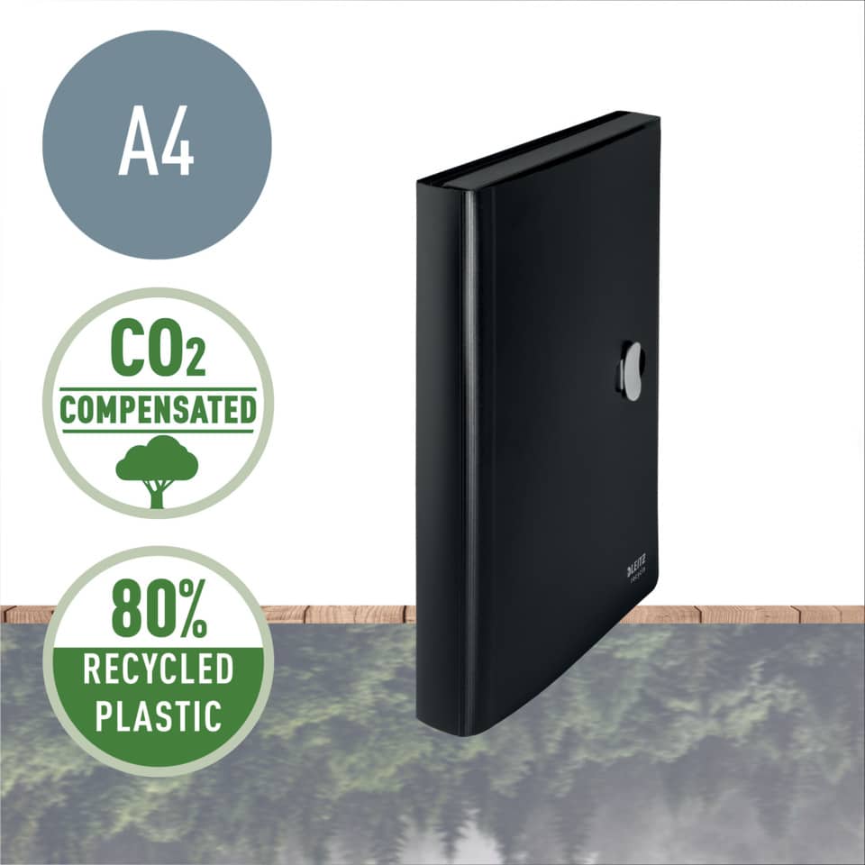 Projektmappe Recycle, A4, 5 Fächer, schwarz LEITZ 4624-00-95