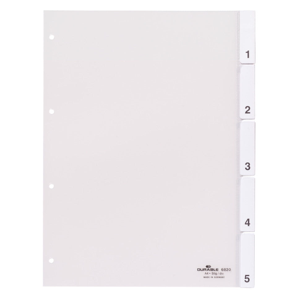 Register, Hartfolie, blanko, transparent, DIN A4, 210/225 x 297 mm, 5 Blatt DURABLE 6820 19 DURABLE 6820 19 5 tlg,