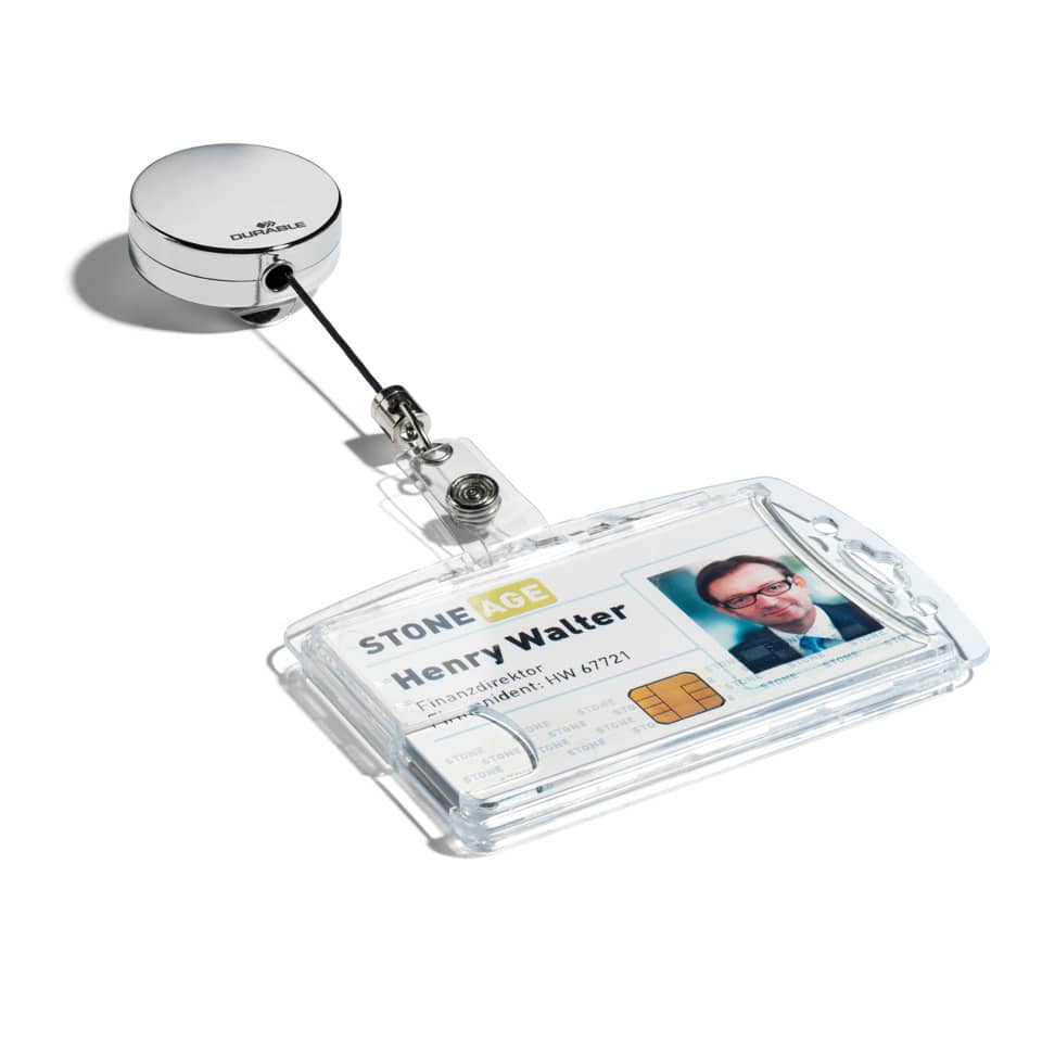 Ausweiskartenhalter Jojo Chrome, Ø40 mm, metallic silber, 10 Stück DURABLE 8225 23