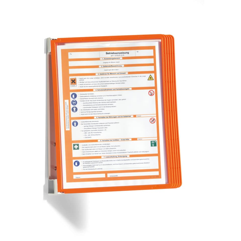 Sichttafelwandhalter VARIO® WALL 5, inkl. 5 Sichttafeln in orange, 265 x 345 mm DURABLE 5551 09 DURABLE 5551 09 Vario Wall 5