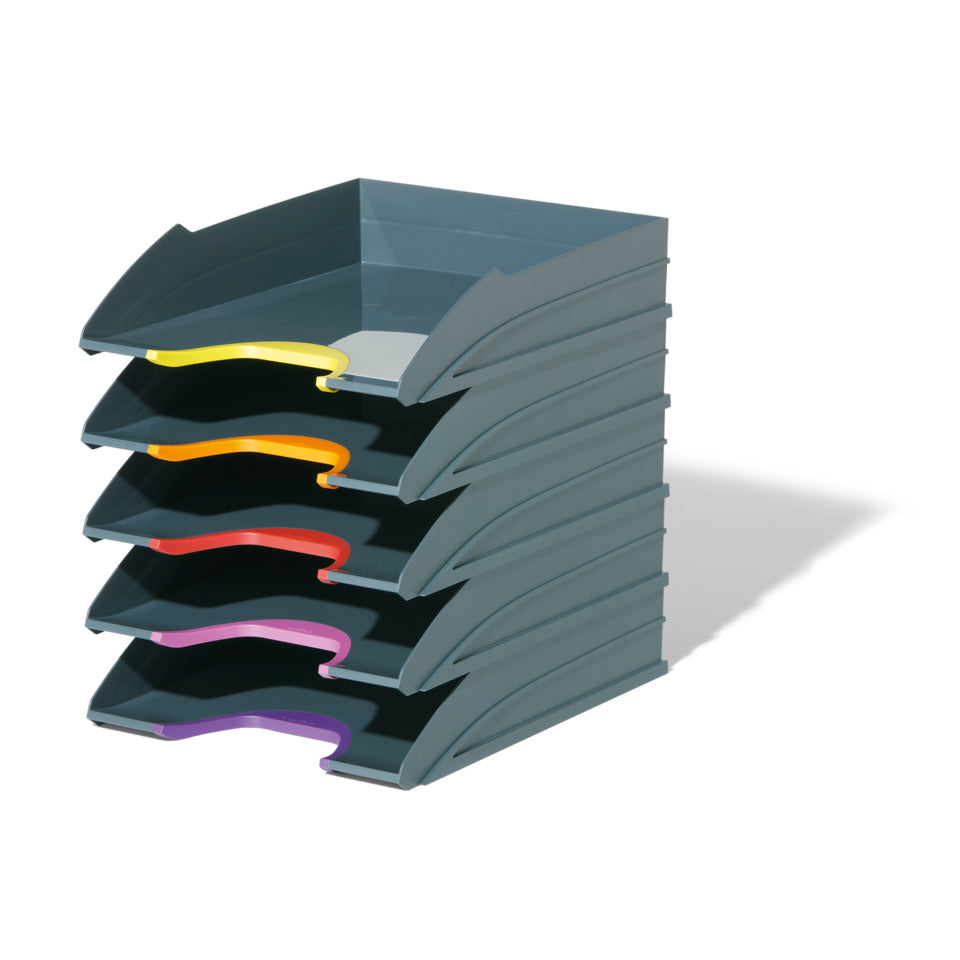 Briefablage Varicolor® Letter Tray Set, C4, 5 Stück, anthrazit/farbig DURABLE 770557 DURABLE 770557  5Briefklörbe