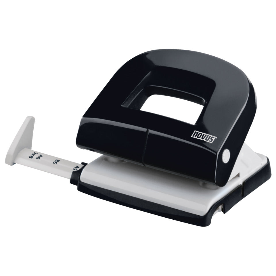 Locher E 216, 16 Blatt, Anschlagschiene, Metall, schwarz/grau NOVUS 025-0538