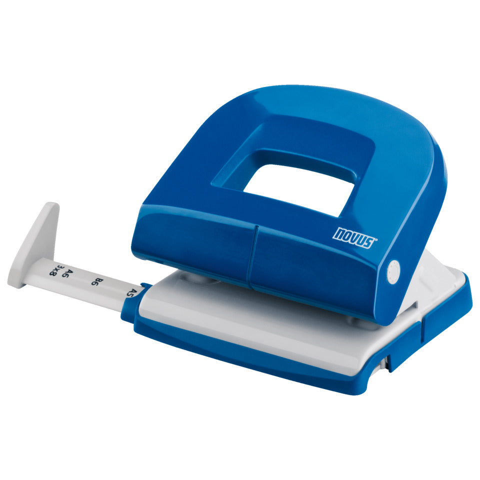 Locher E 216, 16 Blatt, Anschlagschiene, Metall, blau/grau NOVUS 025-0540
