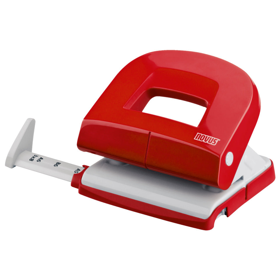 Locher E 216, 16 Blatt, Anschlagschiene, Metall, rot/grau NOVUS 025-0539