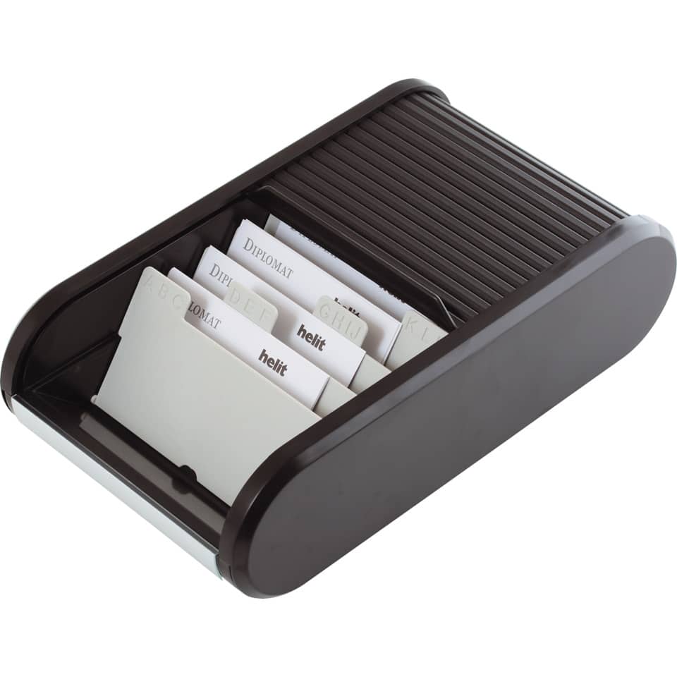 Visitenkartenbox Linear, für 300 Karten, schwarz HELIT H6218095 HELIT H6218095 f. max. 300 Karten