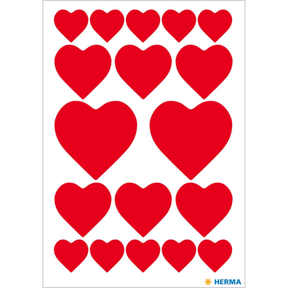 Sticker Herzen rot, 57 Stück HERMA 3827