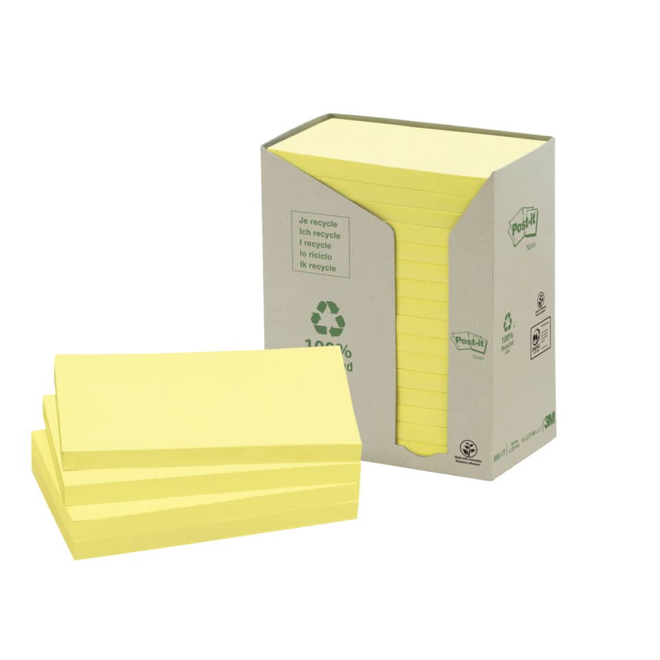 Haftnotiz Recycling Notes, 127 x 76 mm, gelb, 16 x 100 Blatt POST-IT 655-1T POST-IT 655-1T  100Bl  16ST