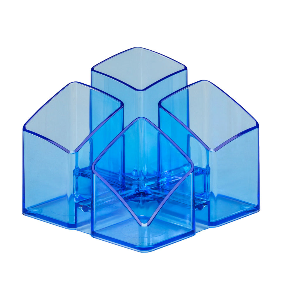 Schreibtischköcher SCALA, mit 4 Fächern und Kartenständer, transparent-blau HAN 17450-26D HAN 17450-26  4tlg.