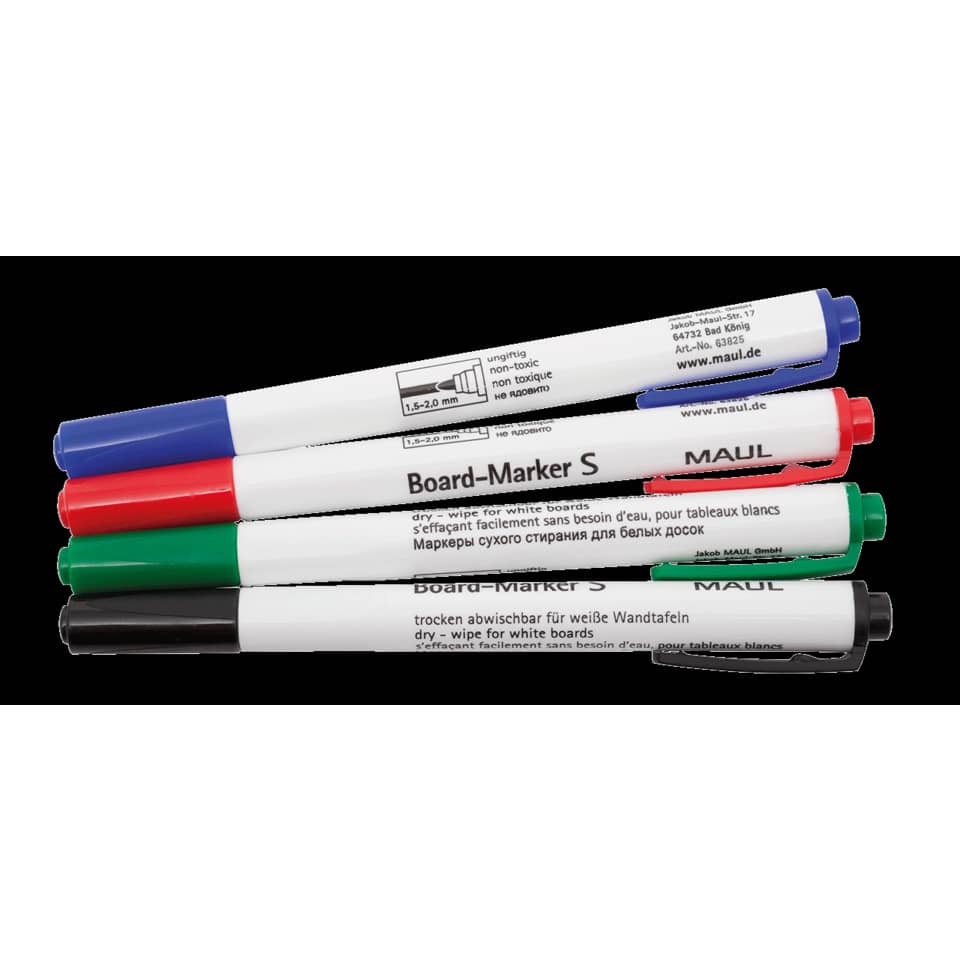Whiteboardmarker, 1,5-2mm, Rundspitze, 4 Stück, sortiert MAUL 63825 99 HEBEL 63825 99 S 4ST