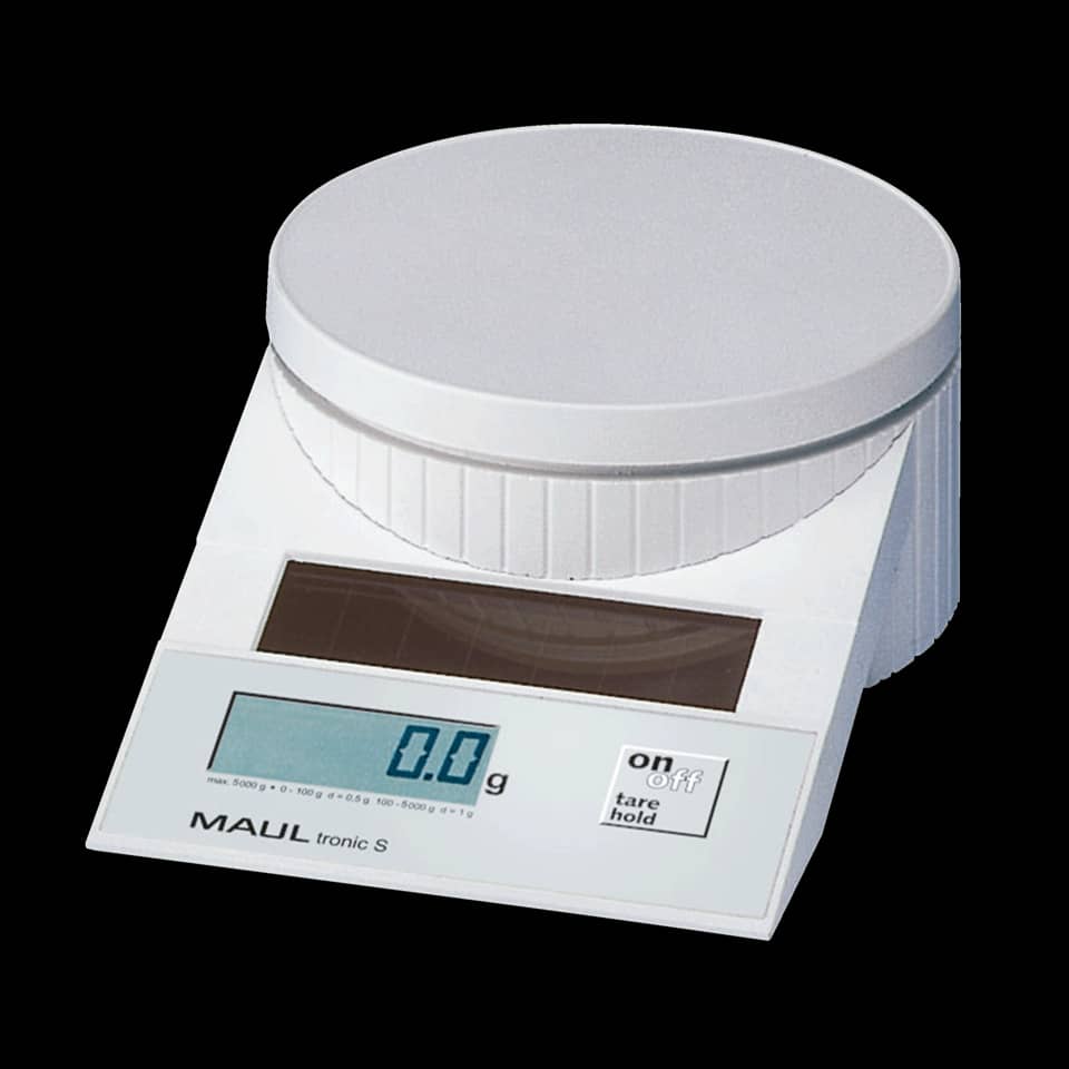 Solar-Briefwaage MAULtronic S, 5000 g, 130 x 65 x 196 mm, weiß MAUL 15150 02 MAUL 15150 02  5000g Solar