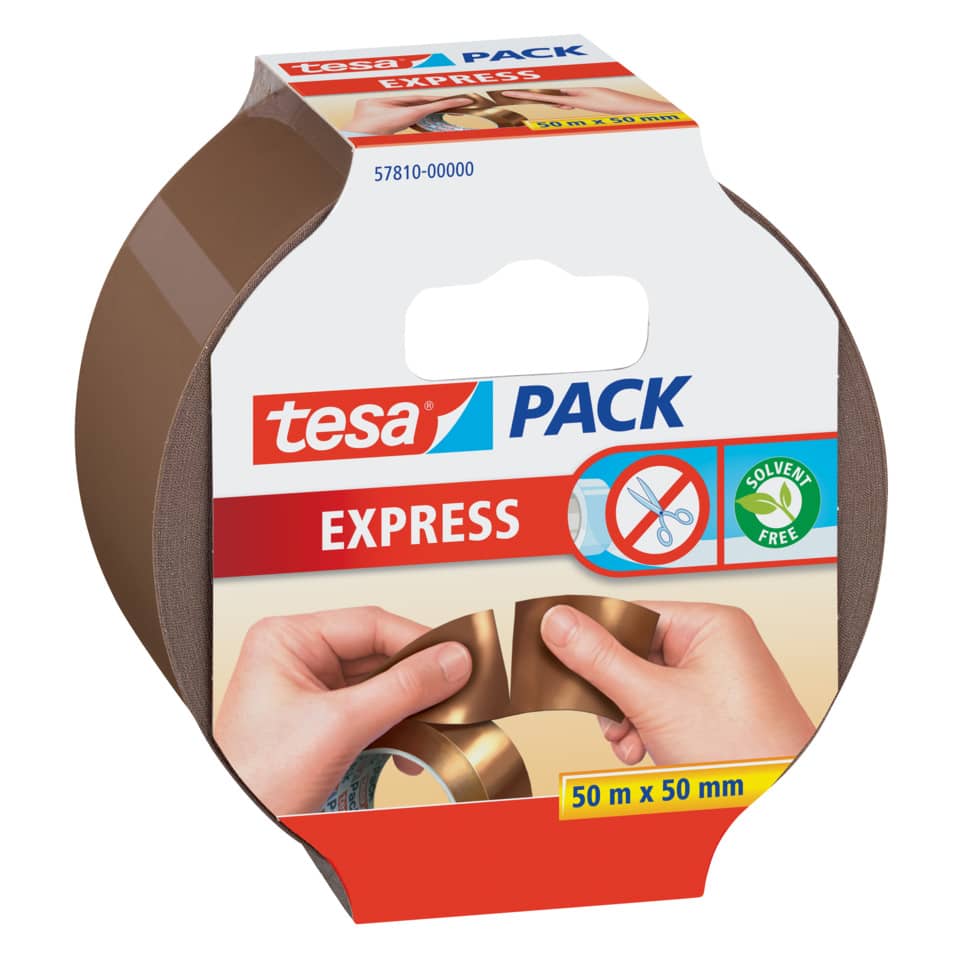 Packband tesapack® Express, PP, 50 m x 50 mm , braun TESA 57810-00000-01 TESA 57810/57549 einreissbar