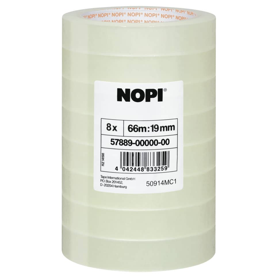 Klebefilm, PP, unsichtbar, 66 m x 19 mm, 8 Rollen, transparent NOPI 57889-00000-00