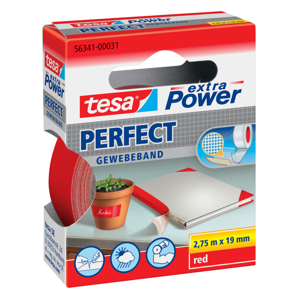 Gewebeklebeband tesa® extra Power Gewebeband, 2,75mx19mm, rot TESA 56341-00031-04