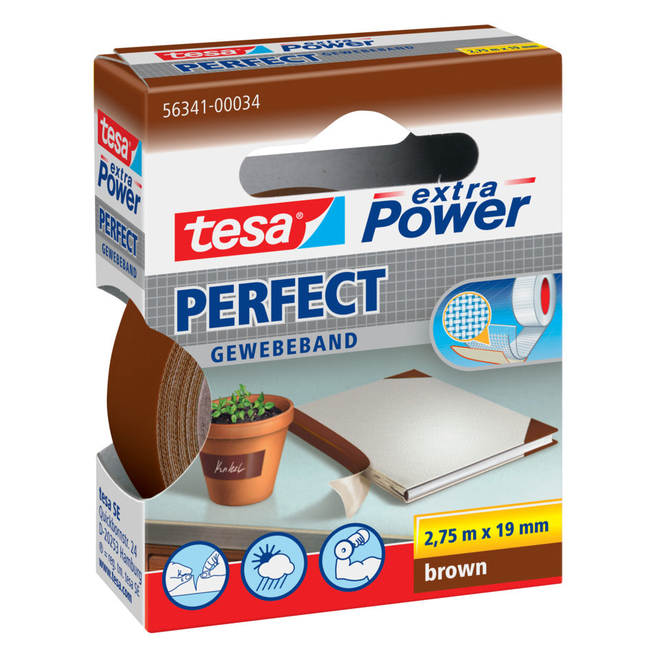 Gewebeklebeband tesa® extra Power Gewebeband, 2,75mx19mm, braun TESA 56341-00034-04