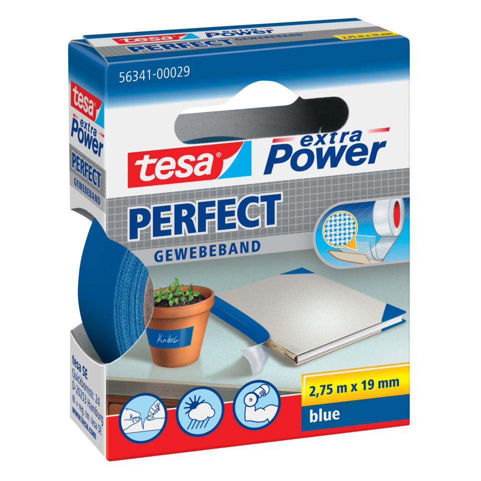 Gewebeklebeband tesa® extra Power Gewebeband, 2,75mx19mm, blau TESA 56341-00029-04