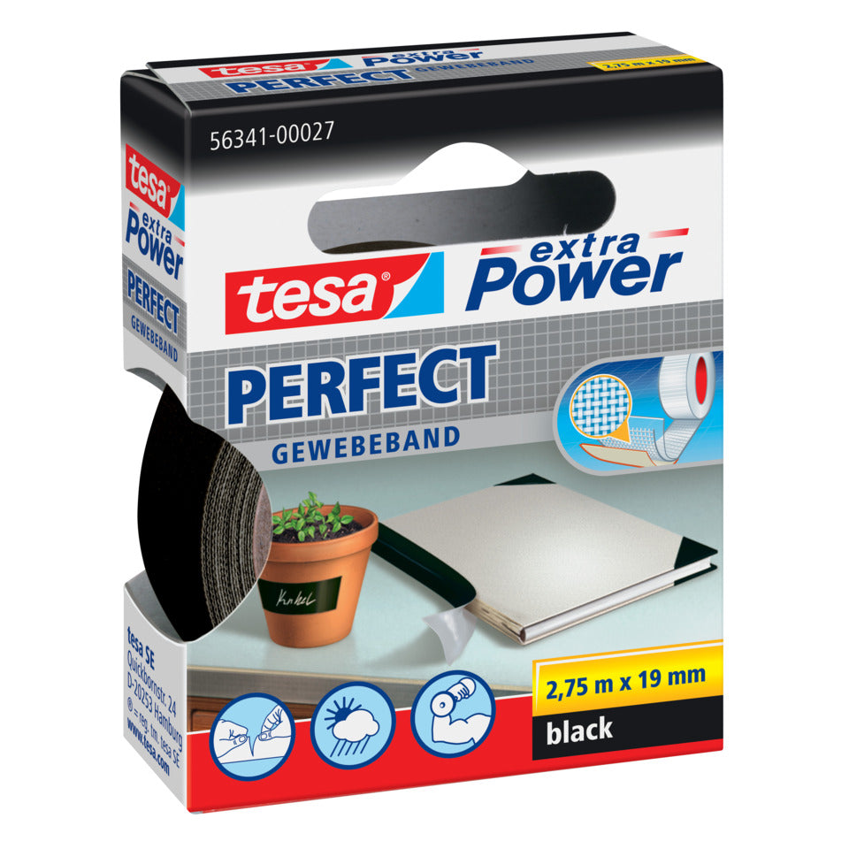 Gewebeklebeband tesa® extra Power Gewebeband, 2,75mx19mm, schwarz TESA 56341-00027-04