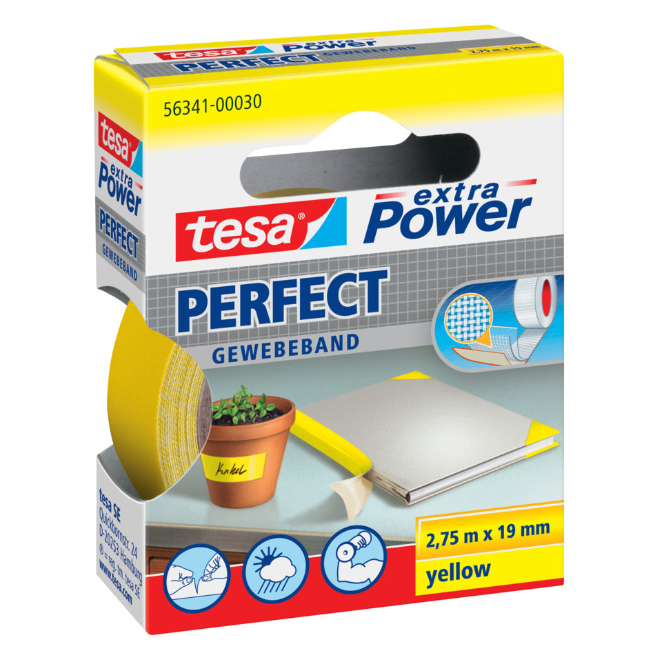 Gewebeklebeband tesa® extra Power Gewebeband, 2,75mx19mm, gelb TESA 56341-00030-04