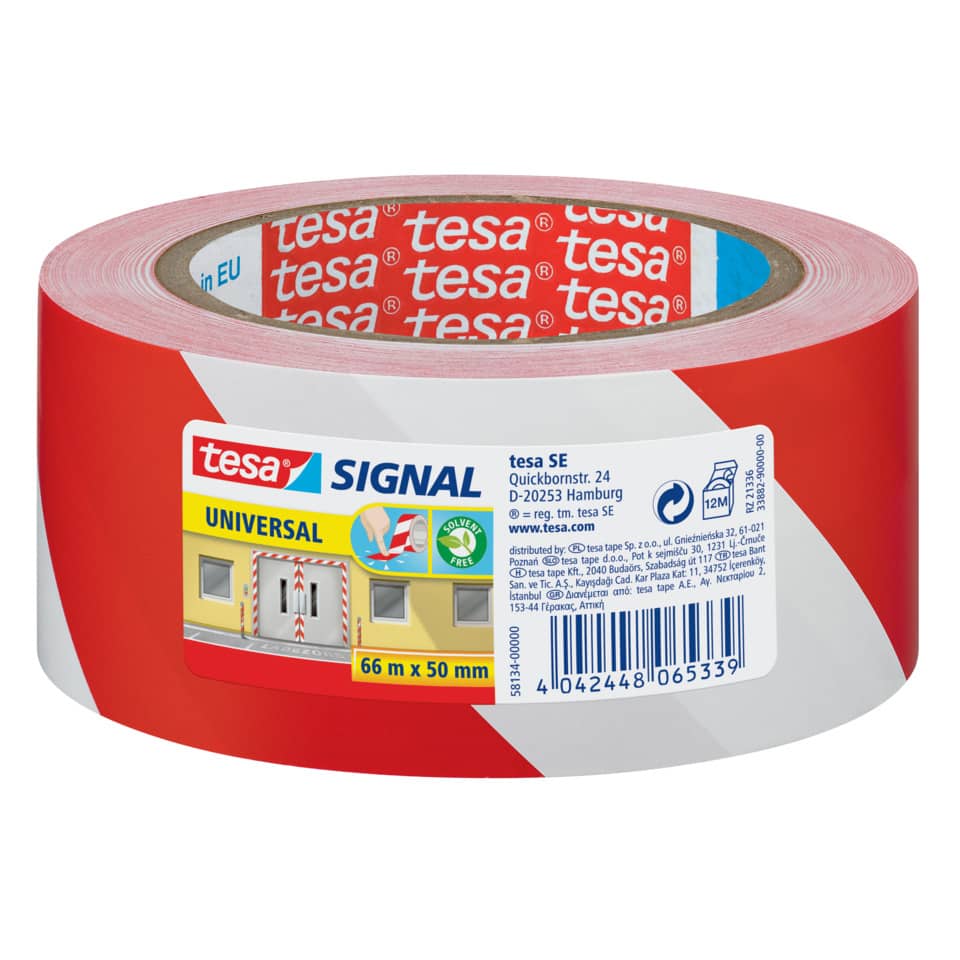 Markierungsklebeband Signal Universal, PP, 66 m x 50 mm, rot-weiß TESA 58134-00000-00 TESA 58134-00000-00  50mm 66m