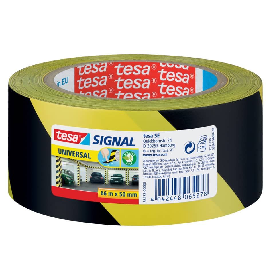 Markierungsklebeband Signal Universal, PP, 66 m x 50 mm, gelb-schwarz TESA 58133-00000-02 TESA 58133-00000-00  50mm 66m