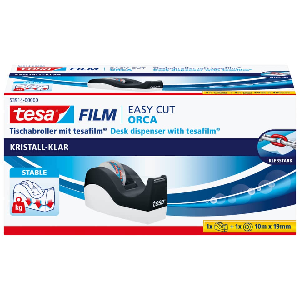 Tischabroller tesafilm® Orca+ 1 Rolle, 10mx19mm, kristall-klar TESA 53914-00000-00 TESA 53914-00000-00 19mmx10m